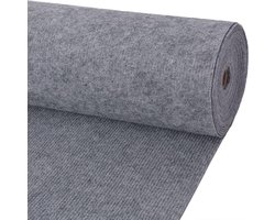 vidaXL - Tapijt - 1,2x15 - m - ribstof - grijs
