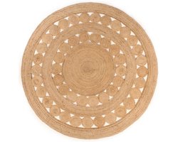 vidaXL - Tapijt - met - ontwerp - rond - 180 - cm - gevlochten - jute