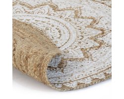 vidaXL - Tapijt - met - print - rond - 240 - cm - gevlochten - jute