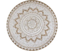 vidaXL - Tapijt - met - print - rond - 90 - cm - gevlochten - jute