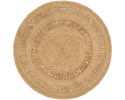 vidaXL - Tapijt - rond - 150 - cm - gevlochten - jute