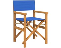 vidaXL Teak Hout - Regisseursstoel - Regisseursstoel inklapbaar massief teakhout blauw - Lounge Stoel - Tuinstoel - Klapstoel