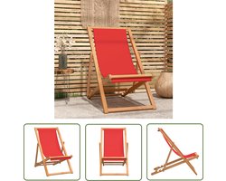 vidaXL Teak Hout - Strandstoel - Strandstoel inklapbaar massief teakhout rood - Outdoor Stoel - Tuinset - Lounge Stoel