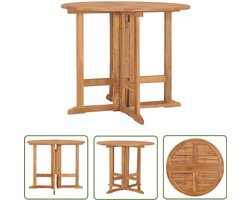 vidaXL Teak Hout - Tuin Tafel - Tuintafel inklapbaar Ø 90x75 cm massief teakhout - Inklapbare Tafel - Buitentafel - Eetkamertafel