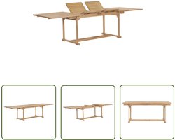 vidaXL Teak Hout - Tuin Tafel - Tuintafel verlengbaar 180-280x100x75 cm massief teakhout - Verlengbare Tafel - Eetkamertafel - Outdoor Tafel