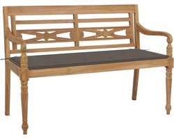 vidaXL Teak Hout - Tuinbank - Bank Batavia met taupe kussen 120 cm massief teakhout - Lounge Stoel - Buitendecoratie - Tuinset