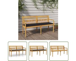 vidaXL Teak Hout - Tuinbank - Bankje Batavia met antracietkleurig kussen 150 cm teakhout - Buitentijd - Lounge Stoel - Balkon Meubel