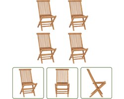 vidaXL Teak Hout - Tuinstoel - Tuinstoelen 4 st inklapbaar massief teakhout - Buitendecoratie - Tuinset - Lounge Stoel