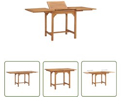 vidaXL Teak Houten Tafel - Tuin Tafel - Tuintafel verlengbaar (110-160)x80x75 cm massief teakhout - Verlengbare Tafel - Eetkamertafel - Buitentuin