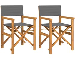 vidaXL Teak - Regisseursstoel - Regisseursstoelen inklapbaar 2 st massief teakhout grijs - Outdoor - Tuinset - Lounge