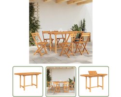 vidaXL Teak Tafel - Tuin Tafel - Tuintafel verlengbaar 110-160x80x75 cm massief teakhout - Verlengbare Tafel - Buitentafel - Eetkamertafel