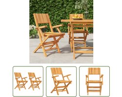 vidaXL Teak - Tuinstoelen - Tuinstoelen inklapbaar 2 st 55x61x90 cm massief teakhout - Outdoor Furniture - Buitendecoratie - Lounge Stoel