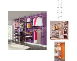 vidaXL Telescopisch Garderobesysteem - Telescopische Garderobesystemen - Telescopisch Kastsysteem - Telescopische Kastsystemen - Kledingkastsysteem met stangen en schap telescopisch aluminium