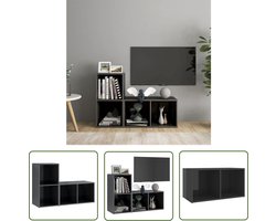 vidaXL Televisiescherm - Tv Kast - Tv-meubelen 2 st 72x35x36,5 cm bewerkt hout hoogglans grijs - Salontafel - Livingroom Furniture - Houten Tv Stand