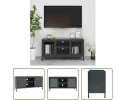 vidaXL Televisiesecretaris - Tv-meubel - Tv-meubel 105x35x52 cm staal en glas antracietkleurig - Salontafel - Antraciet Kleuren - Metalen Tv-standaard
