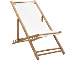 vidaXL - Terrasstoel - bamboe - en - canvas