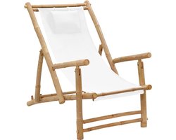 vidaXL - Terrasstoel - bamboe - en - canvas - crèmewit