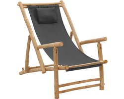 vidaXL - Terrasstoel - bamboe - en - canvas - donkergrijs