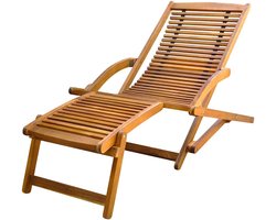 vidaXL Terrasstoel - Massief Acaciahout - Inklapbaar Ligstoel - Tuinmeubel - Acacia Hout - Lounge Stoel - Buiten Meubilair