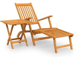 vidaXL - Terrasstoel - met - voetensteun - en - tafel - massief - acaciahout