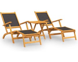 vidaXL - Terrasstoelen - met - tafel - massief - acaciahout - en - textileen