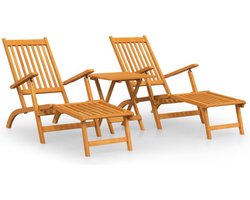 vidaXL - Terrasstoelen - met - voetensteun - en - tafel - massief - acaciahout