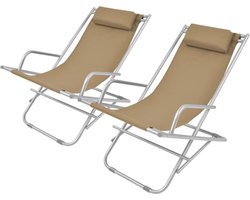 vidaXL - Terrasstoelen - verstelbaar - 2 - st - staal - taupe