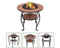 vidaXL Terrasverwarming - Vuurtafel - Vuurtafel mozaïek 68 cm keramiek terracottakleurig - Buitenvuren - Keramiek Vuurtafel - Mozaiekkleur