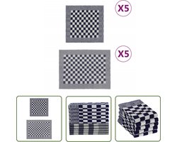 vidaXL Theedoek - Keuken Doek - 10-delige Keukendoekenset katoen blauw en wit - Handdoek - Katoen - Blauwe Handdoek