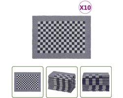 vidaXL Theedoeken - Keukenhanddoeken - Keukendoeken 10 st 50x70 cm katoen blauw en wit - Katoen Handdoeken - Blauwe Handdoeken - Witte Handdoeken