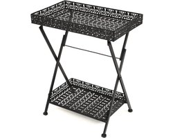 vidaXL - Theetafel - vintage - stijl - inklapbaar - 58x35x72 - cm - metaal - zwart