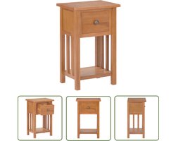 vidaXL Tijdschriftentafeltje - Bijzettafel - Bijzettafel met lade 35x27x55 cm massief eikenhout - Houten Bijzetkast - Kastje - Tv Stand