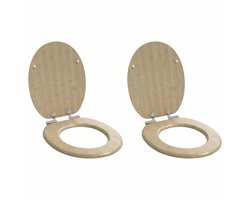 vidaXL - Toiletbril - 2 - pcs - Lichte - Bamboe - Kleur - 44 - x - 38 - cm - Bewerkt - hout