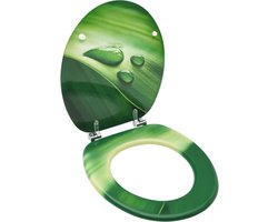 vidaXL - Toiletbril - met - deksel - waterdruppel - MDF - groen