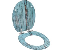 vidaXL - Toiletbril - met - soft-close - deksel - oud - hout - MDF