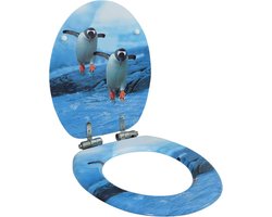 vidaXL - Toiletbril - met - soft-close - deksel - pinguïn - MDF