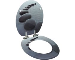 vidaXL - Toiletbril - met - soft-close - deksel - stenen - MDF