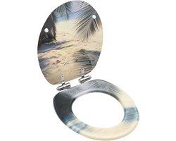 vidaXL - Toiletbril - met - soft-close - deksel - strand - MDF