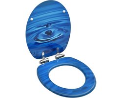 vidaXL - Toiletbril - met - soft-close - deksel - waterdruppel - MDF - blauw