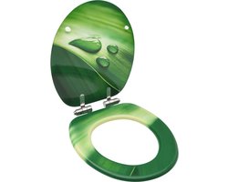 vidaXL - Toiletbril - met - soft-close - deksel - waterdruppel - MDF - groen
