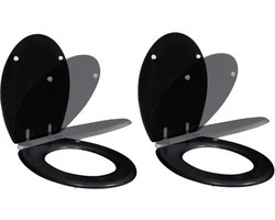 vidaXL - Toiletbril - met - soft-closedeksel - 2 - st - MDF - zwart