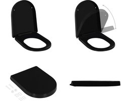 vidaXL Toiletbril soft-close met quick-release ontwerp zwart - Toiletbril - Toiletbrillen - Softclose Toiletbril - Softclose Toiletbrillen Soft Close Toiletbril