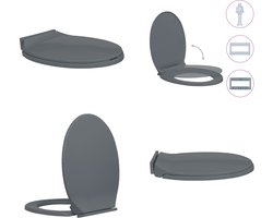 vidaXL Toiletbril soft-close ovaal grijs - Toiletbril - Toiletbrillen - Wc-bril - Wc-brillen