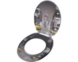 vidaXL - Toiletbril - van - MDF - met - New - York - dessin