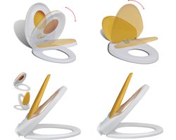 vidaXL Toiletbril voor volwassenen/kinderen soft-close wit en geel - Toiletbril - Toiletbrillen - Softclose Toiletbril - Soft Close Toiletbril