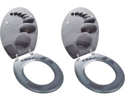 vidaXL - Toiletbrillen - met - deksels - 2 - st - stenen - MDF