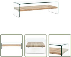 vidaXL Transparante Salontafel - Salontafel - Salontafel 98x45x31 cm gehard glas transparant - Eiken Salontafel - Moderne Salontafel - Tafellamp