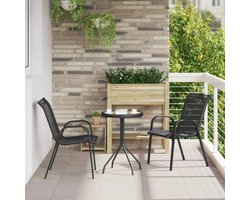 vidaXL - Tuin - Bistro - Set - 3 - pcs - Zwart - Staal