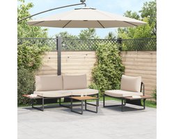 vidaXL - Tuin - Eettafel - Set - 3 - st - Taupe - Staal