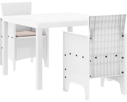 vidaXL - Tuin - Eettafel - Set - 3 - st - Wit - Polypropyleen